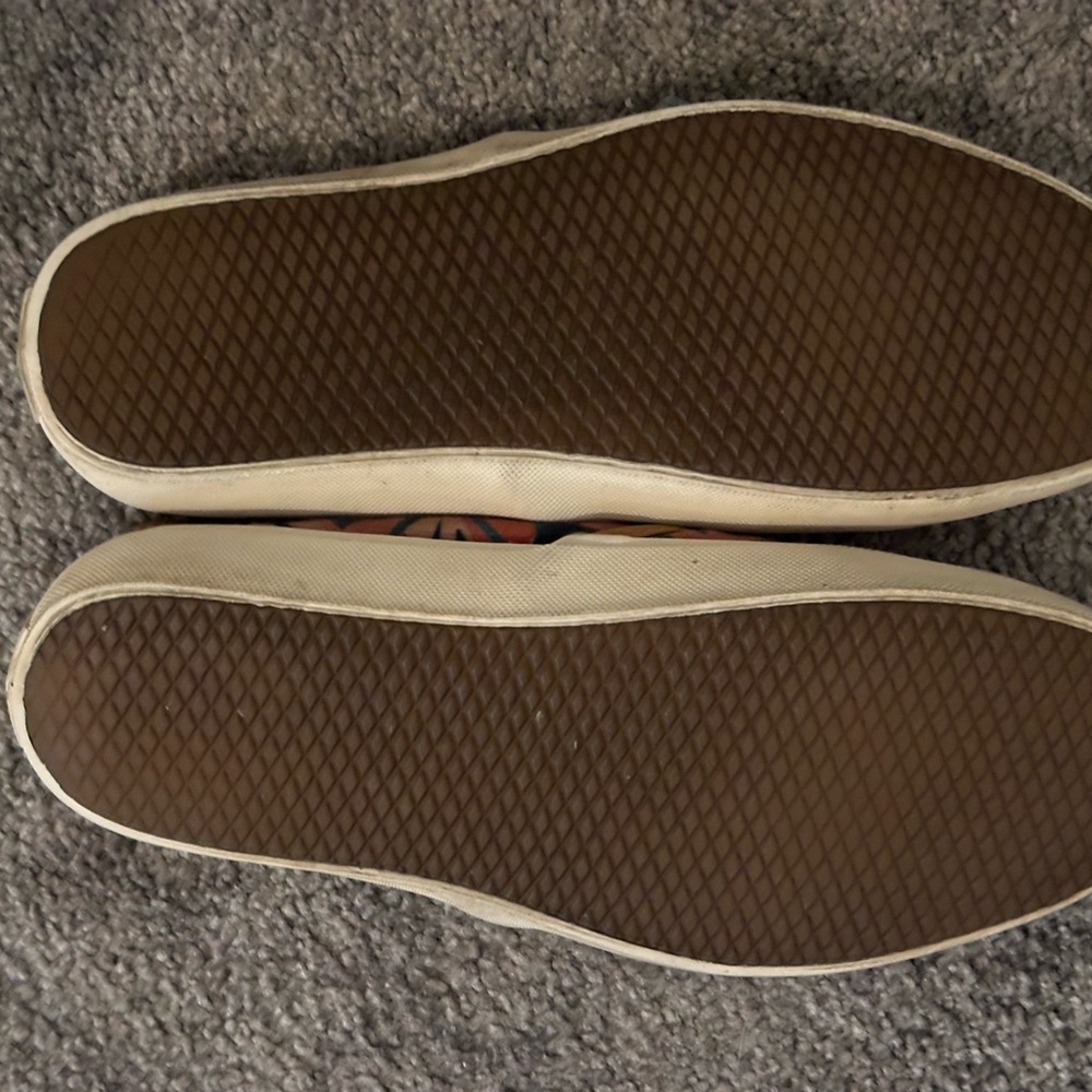 Vans Leaf Pattern Slip-Ons in Brown and Teal - Picture 2 of 3